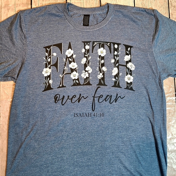 Faith Over Fear T-Shirt - Isaiah 41:10 Bible Verse  Tee - Christian Floral Tee - Picture 3 of 14